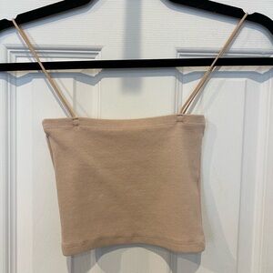 Zara Tan Fitted Crop Camisole